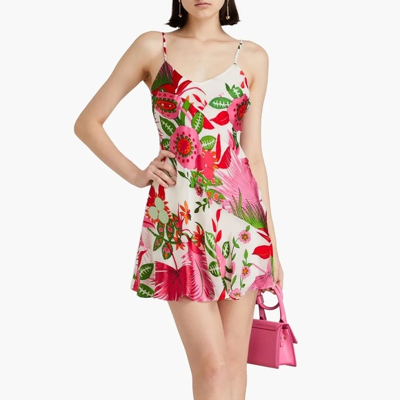 cult gaia Dresses & Skirts - NWT Cult Gaia Zarima Floral Silk Blend Mini Slip Dress | Designer Resort Dress